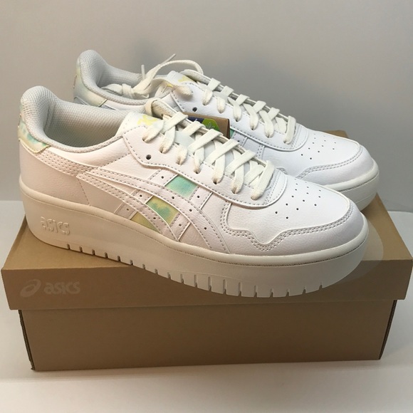 Asics Womenś Japan S PF Retro Platform Sneaker Size 9 White/Oasis Green Color - Picture 1 of 12